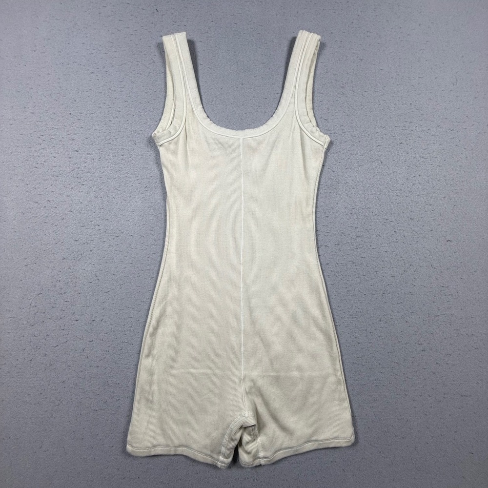 Skims Ribbed Tank Romper Bone Off White Sleeveless Scoop Neck Bodysuit Womens S - Picture 3 of 10